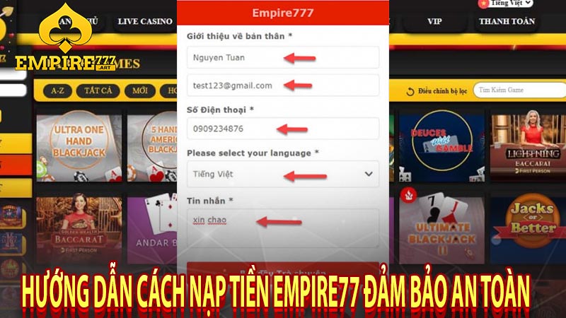 Hướng dẫn cách nạp tiền Empire77 đảm bảo an toàn