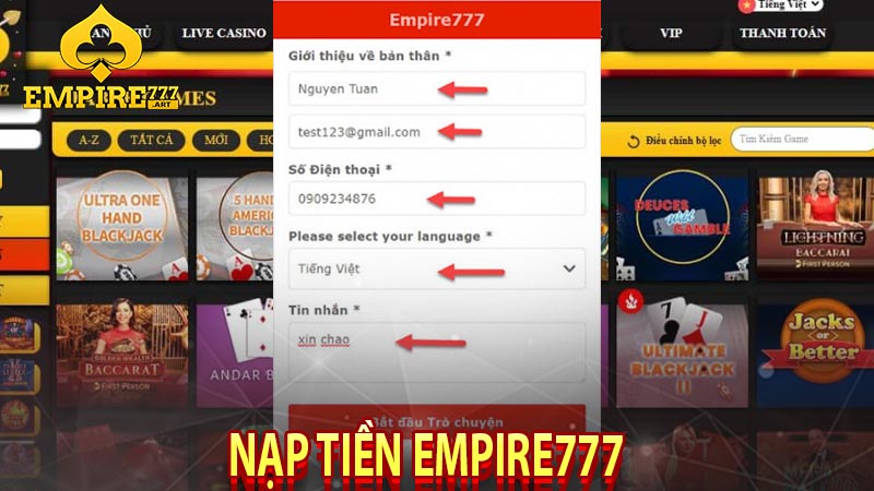 nạp tiền Empire777